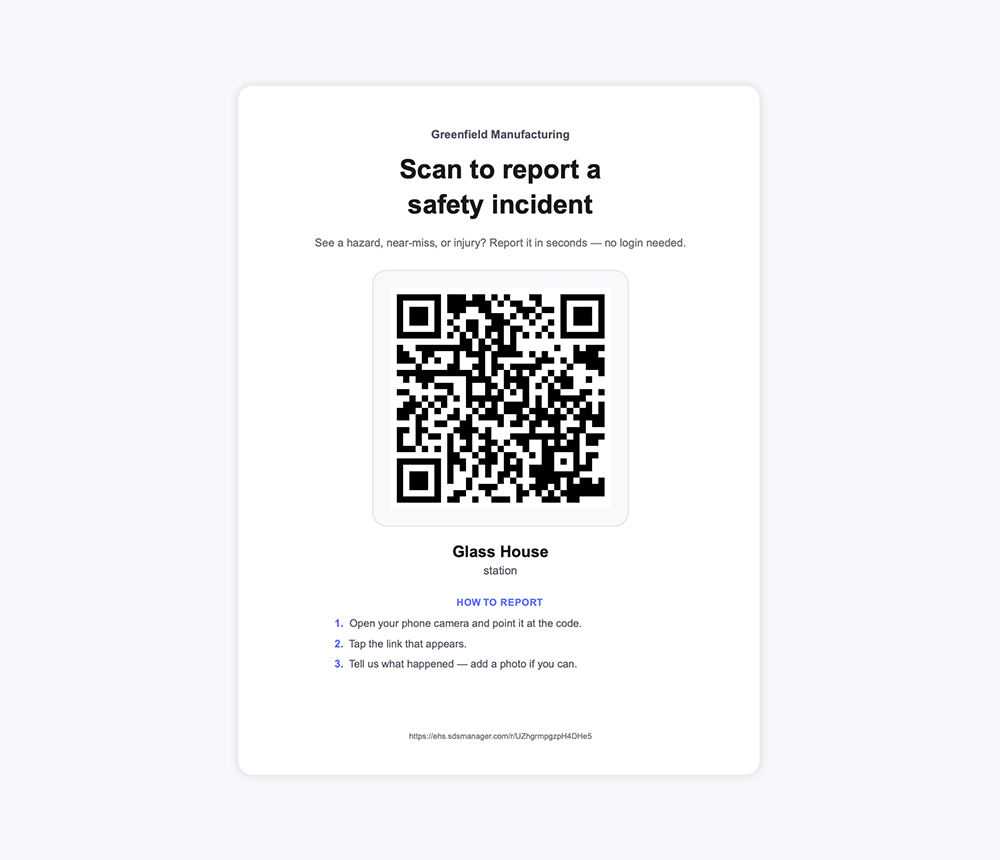 El formulario de aviso por QR, abierto en un navegador sin iniciar sesión