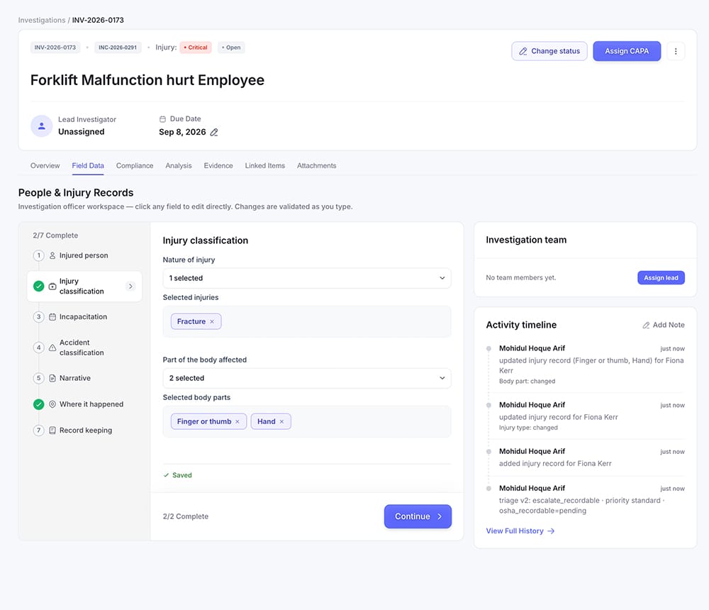 Una investigación abierta el mismo día, con su responsable asignado
